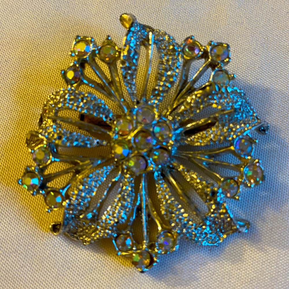 🌟 Silver tone flower brooch